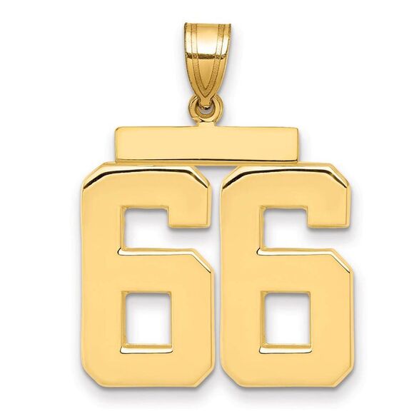 14k Yellow Gold Athletic Collection Large Polished Number 66 Pendant